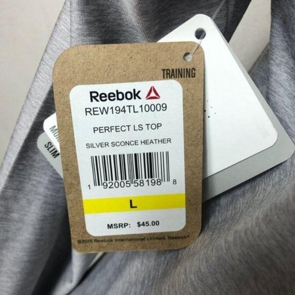 Reebok Perfect Long Sleeve Training Top Gray Large Womens Workout Gym Shirt - Picture 4 of 6